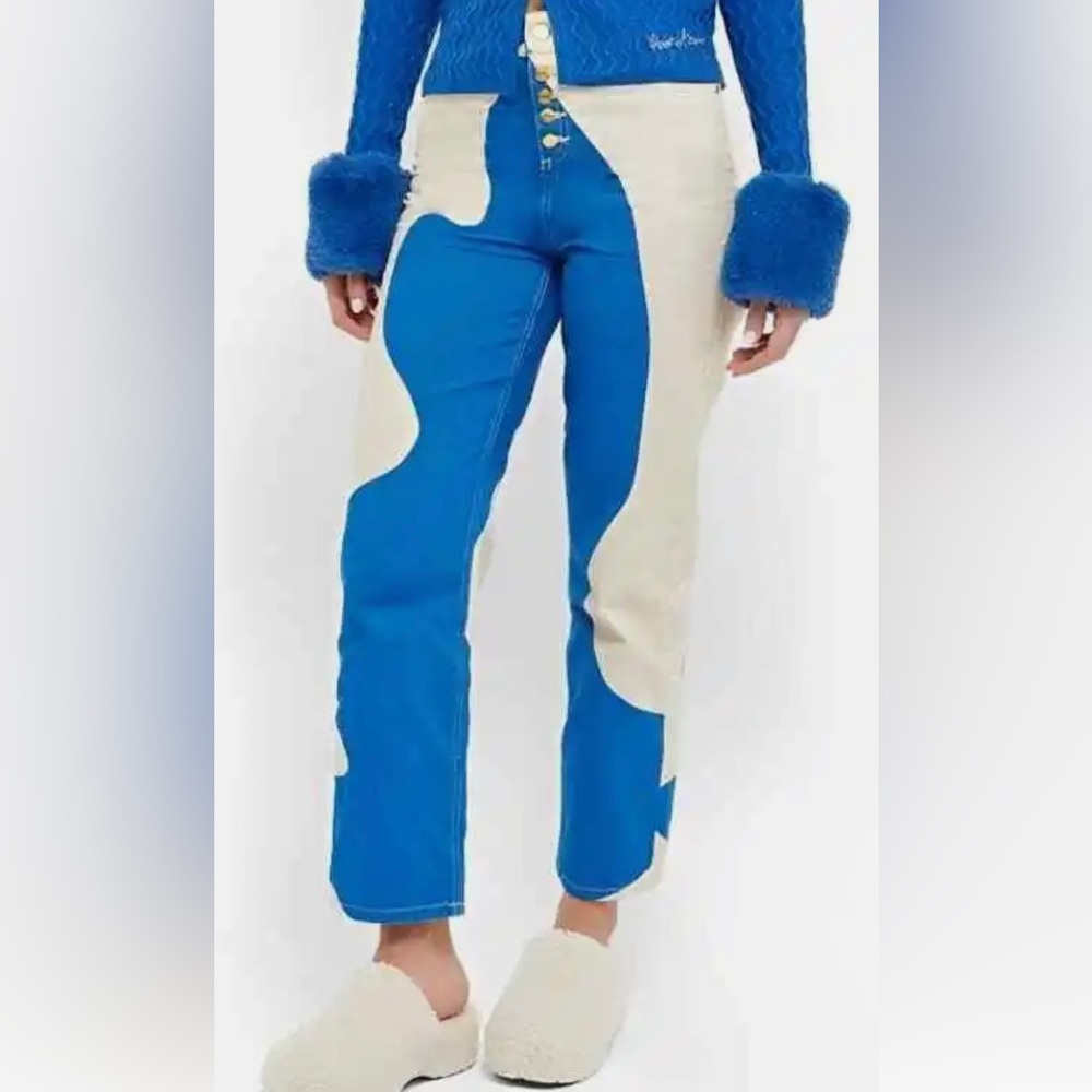 House Of Sunny Canvas Jessie Jeans Klein Blue US 2 Denim Straight Leg Button Fly